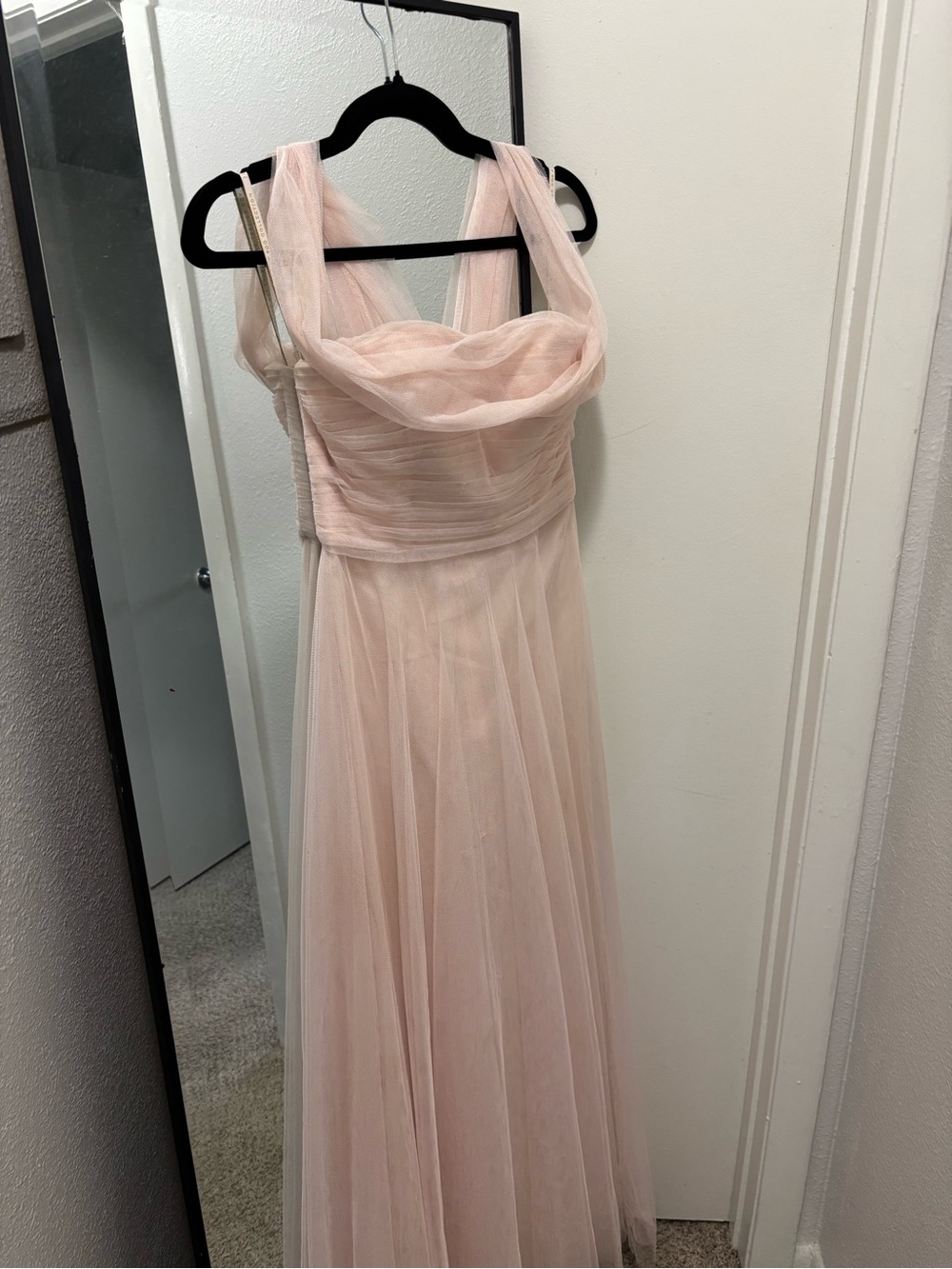 Jenny Yoo Blush Pink Tulle Dress with Draped Bodice - Picture 4 of 7